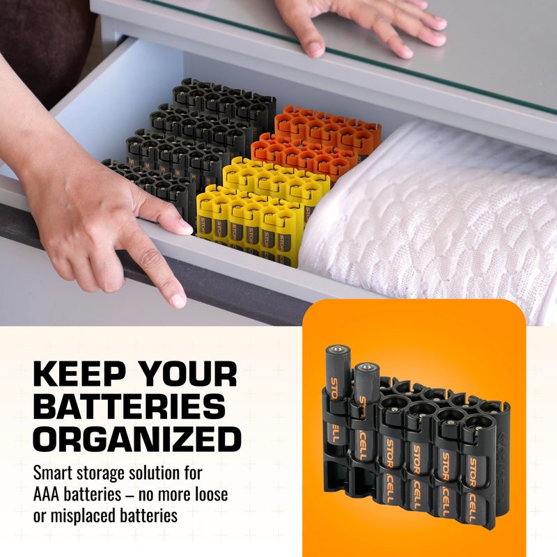 Storacell by Powerpax AAA Battery Storage Caddy, Black, Holds 12 Batteries (Not Included) - Image 2